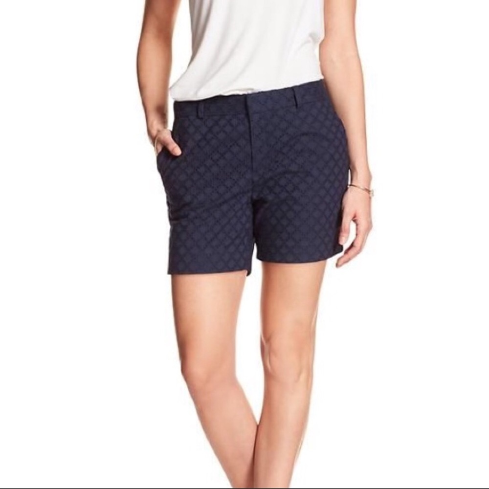 Banana Republic Navy Blue Eyelet Short